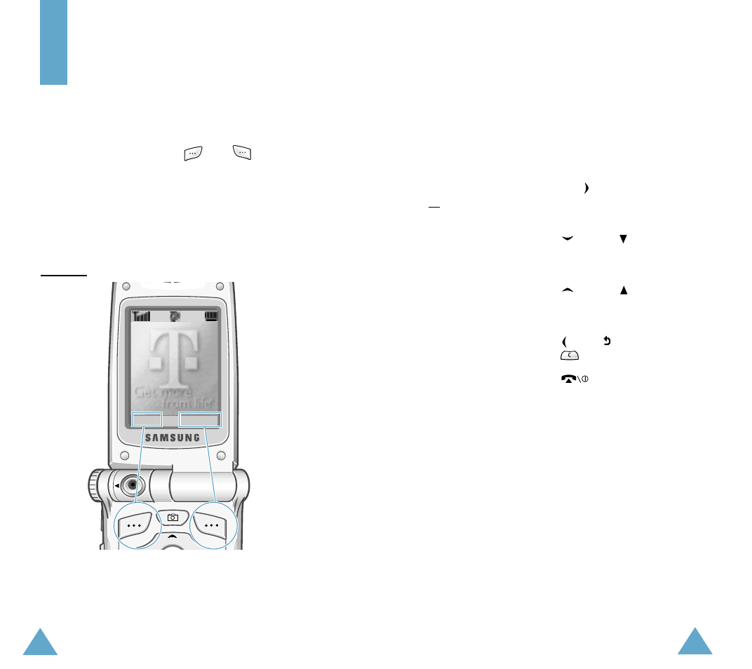 Selecting functions and options | Samsung SGH-V205 User Manual | Page 17 / 79