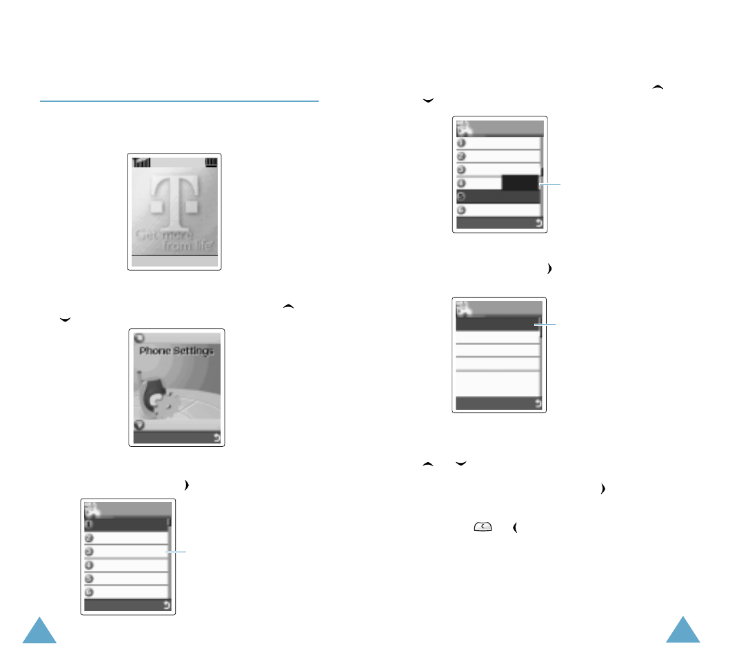 Example: setting the display language | Samsung SGH-V205 User Manual | Page 18 / 79