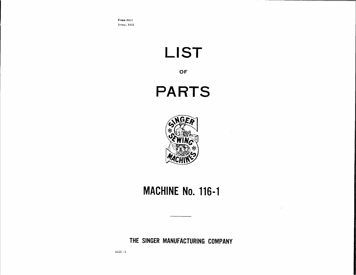 SINGER 116-1 User Manual | 20 pages