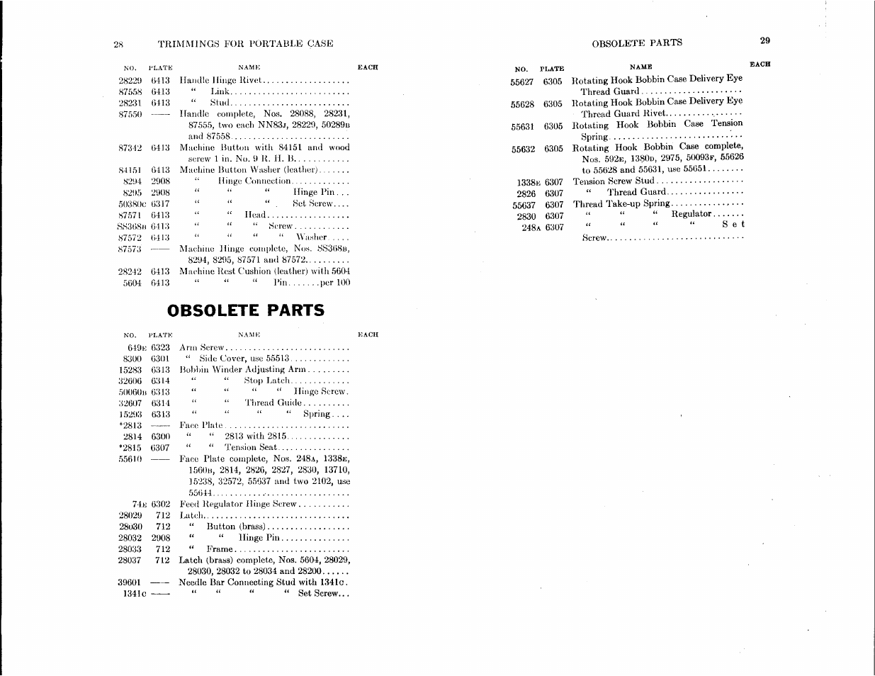 Obsolete parts | SINGER 115-1 User Manual | Page 14 / 38