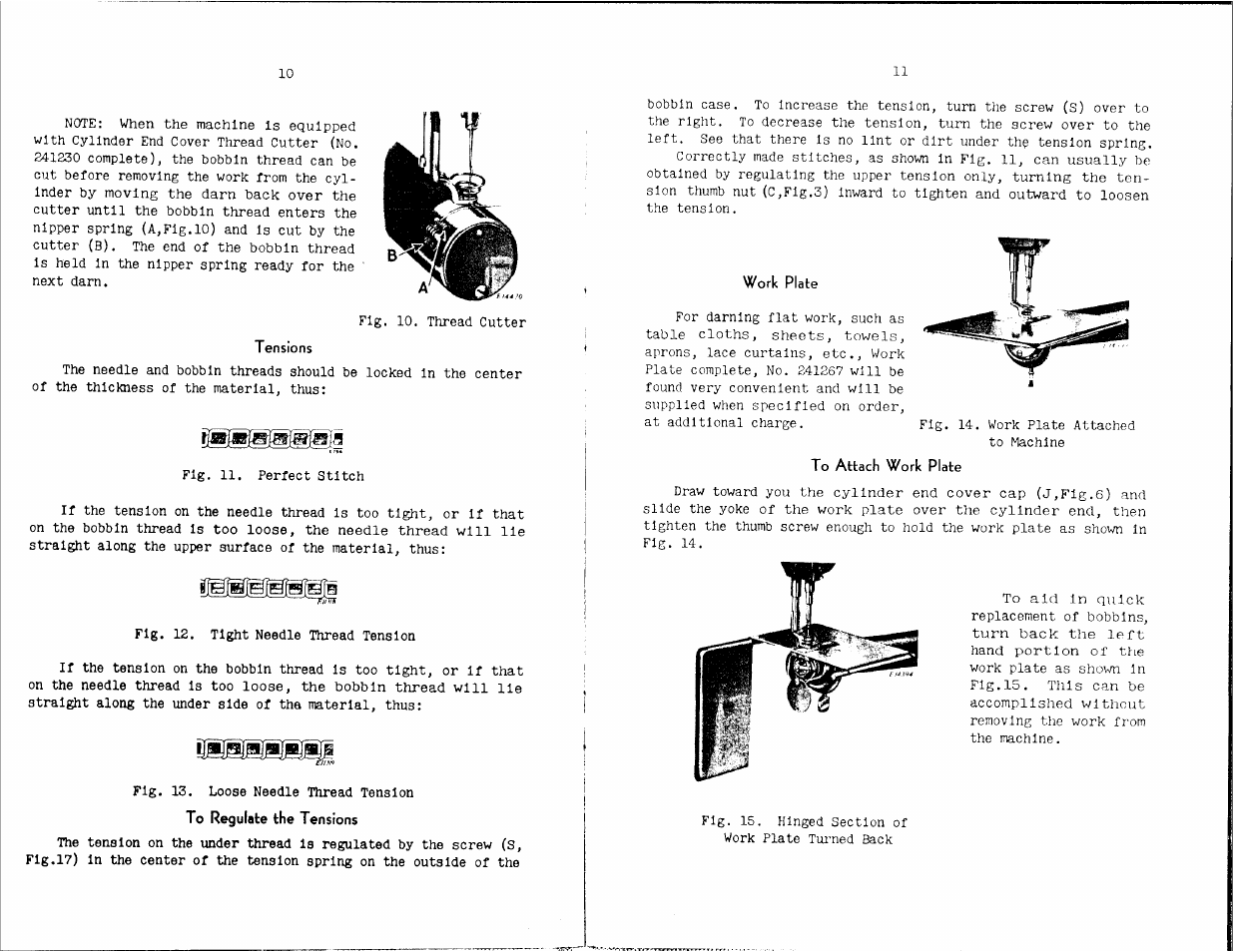 Tensions, Work plate | SINGER 142W25 User Manual | Page 7 / 10