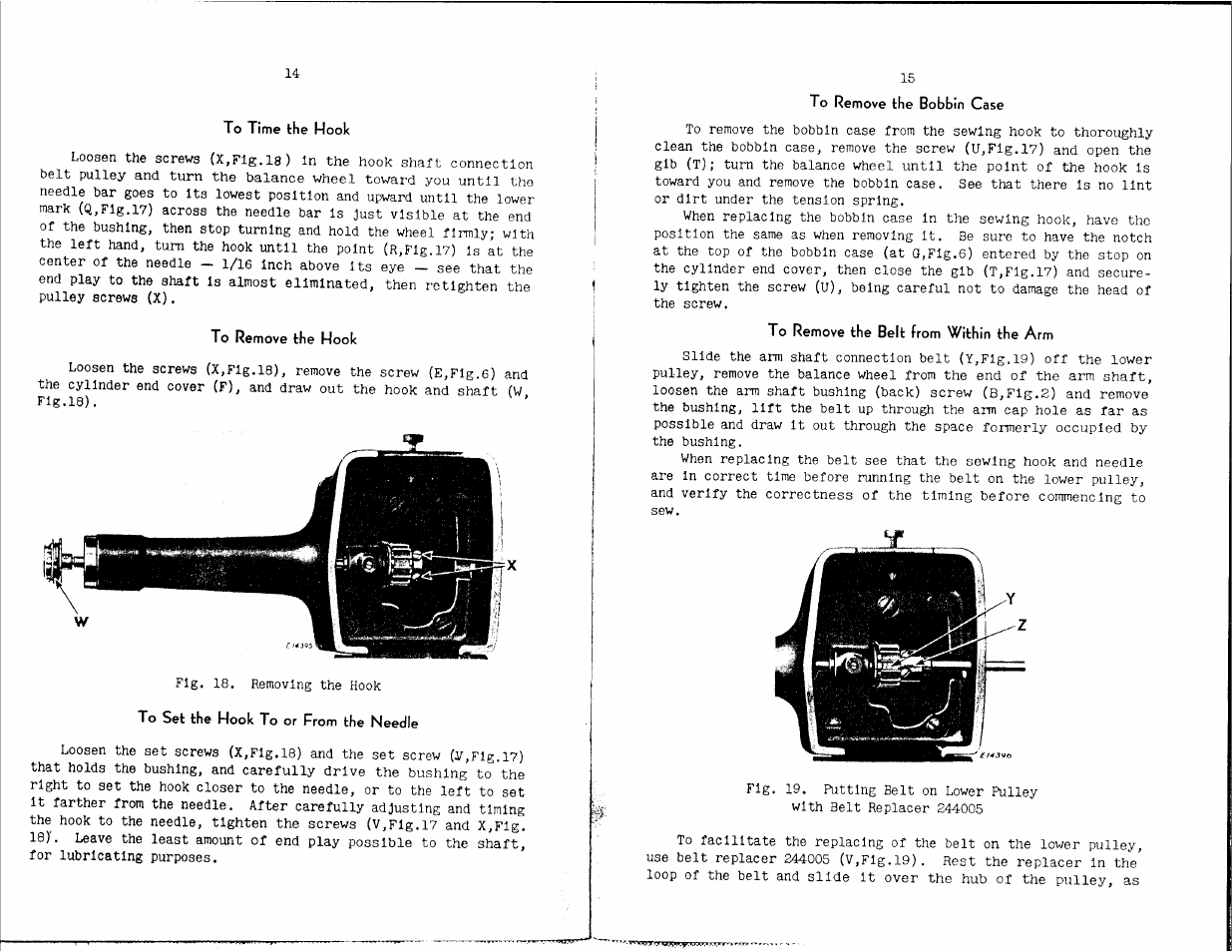 To time the hook, To remove the hook, To remove the bobbin case | SINGER 142W25 User Manual | Page 9 / 10