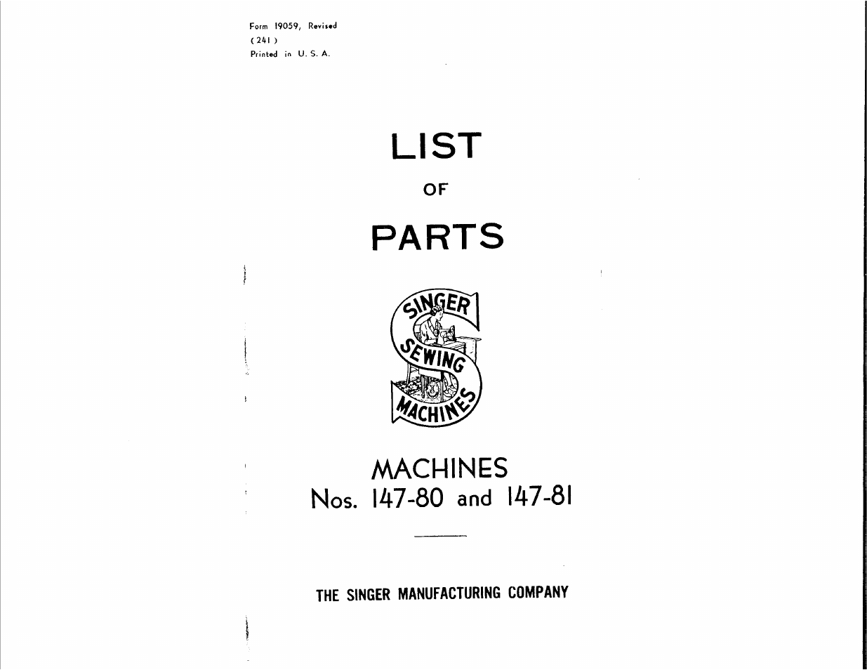 SINGER 147-81 User Manual | 28 pages