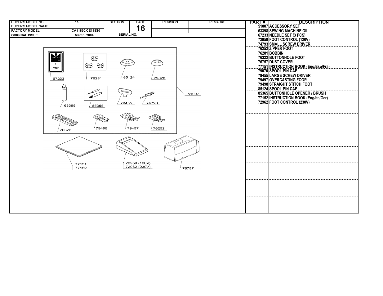 SINGER 118 User Manual | Page 16 / 16