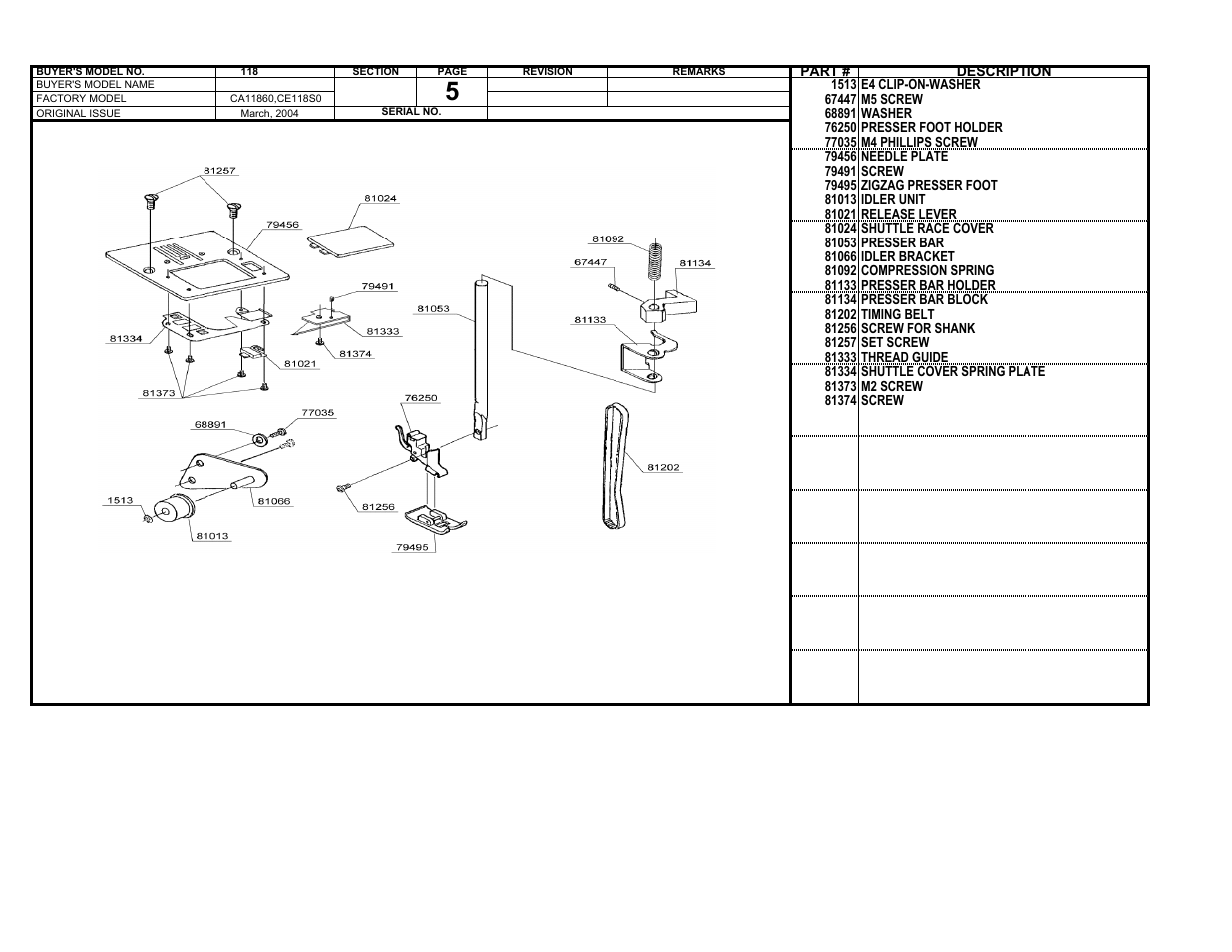 SINGER 118 User Manual | Page 5 / 16