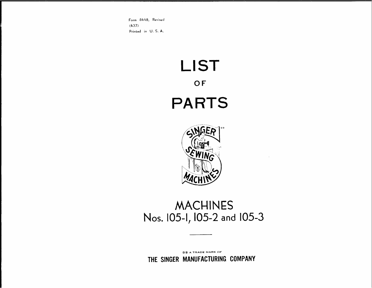 SINGER 105-1 User Manual | 30 pages