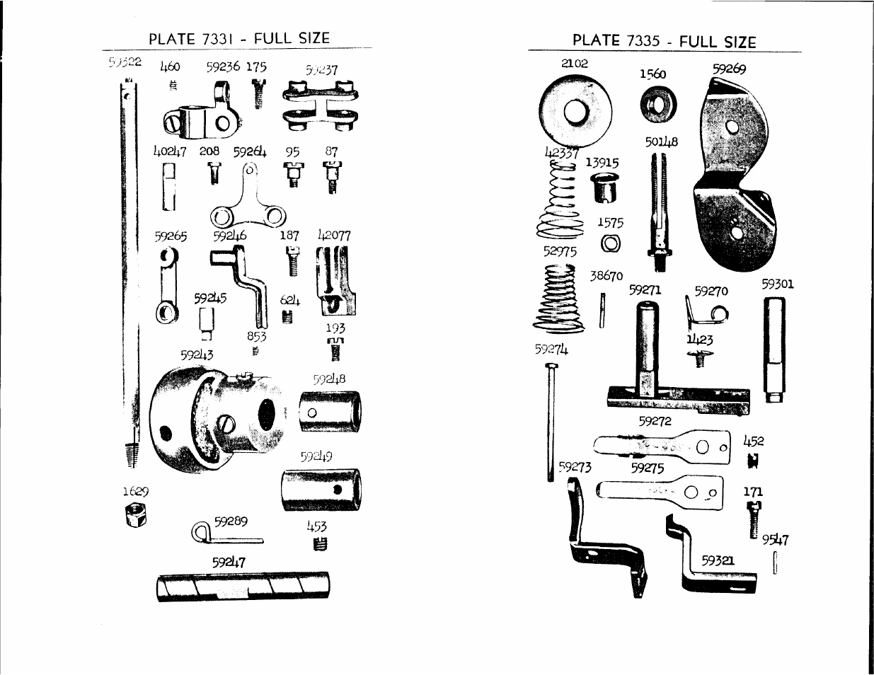 Plate 7331 - full size, Plate 7335 - full size, H02k7 | SINGER 105-1 User Manual | Page 21 / 30