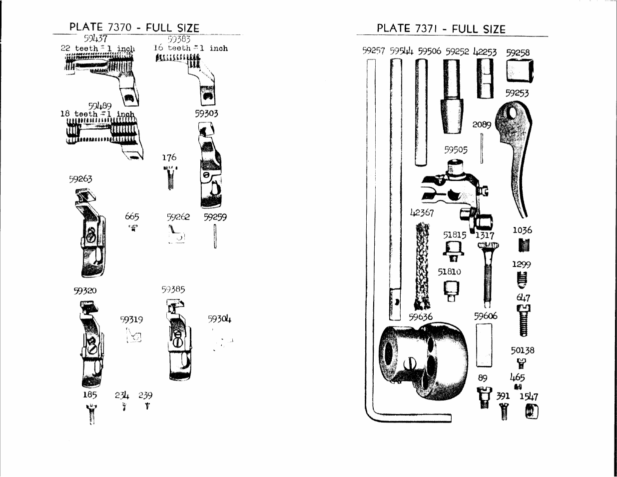 591 15u7, Plate 7370 - full size, Plate 7371 - full size | SINGER 105-1 User Manual | Page 25 / 30