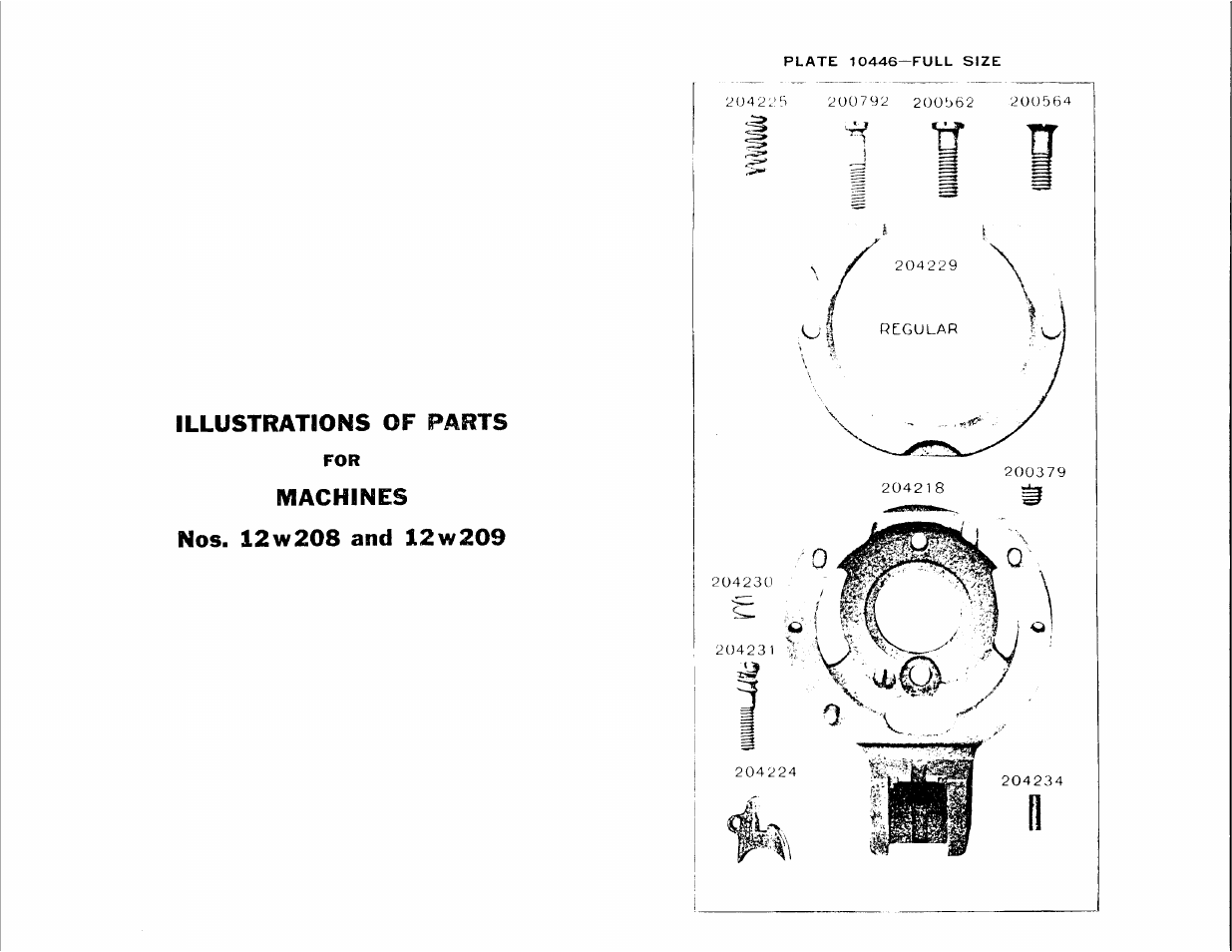 Illustrations of parts, Machines, Nos. 12w208 and ].2w209 | SINGER 12W209 User Manual | Page 16 / 25