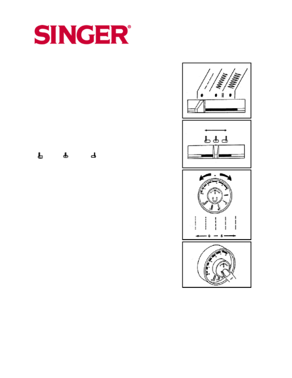 Stitch width selector, Needle position selector, Stitch length selector | Reverse stitch button | SINGER 10 User Manual | Page 18 / 47