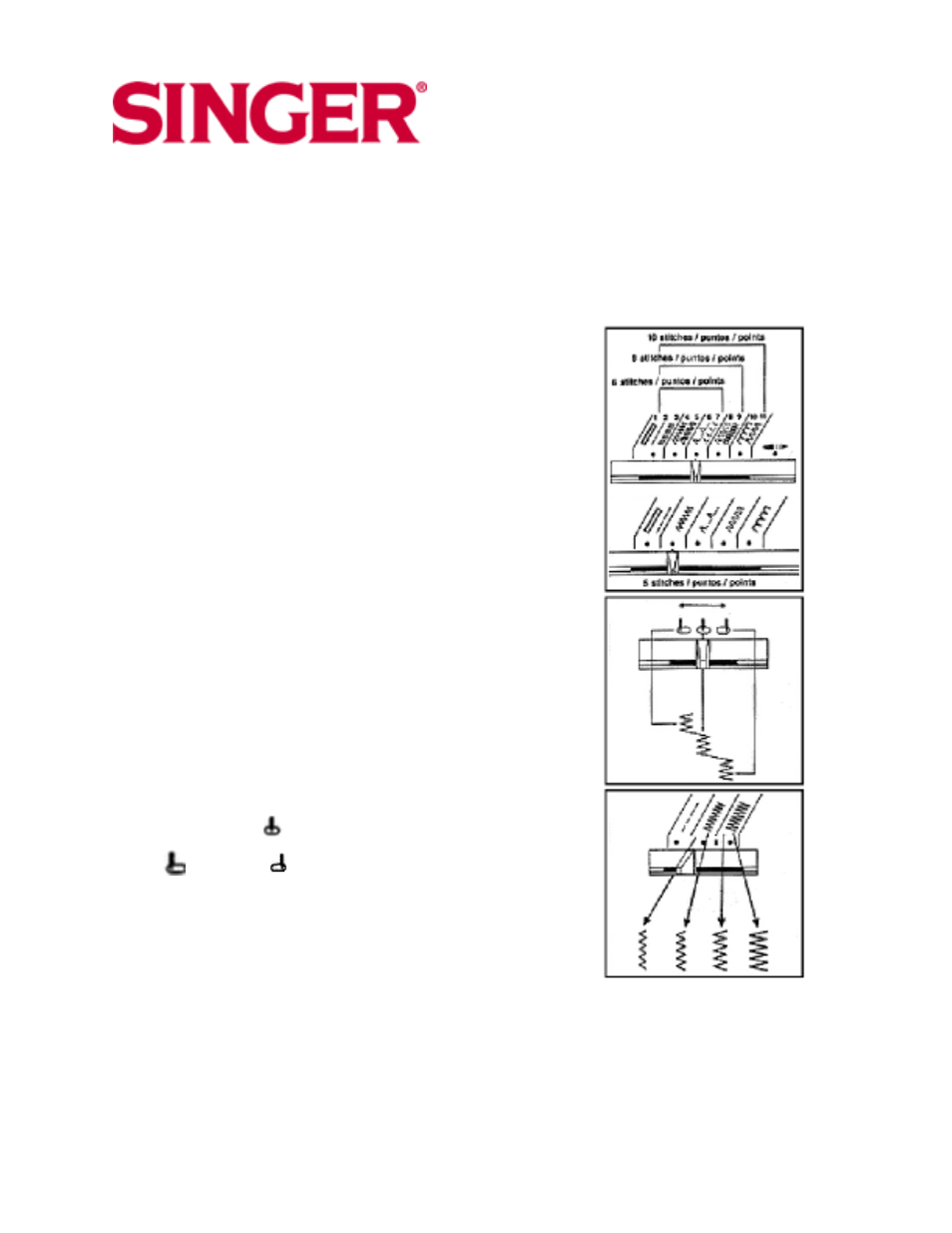 Stitch pattern selector, Needle position selector, Stitch width selector | SINGER 10 User Manual | Page 25 / 47