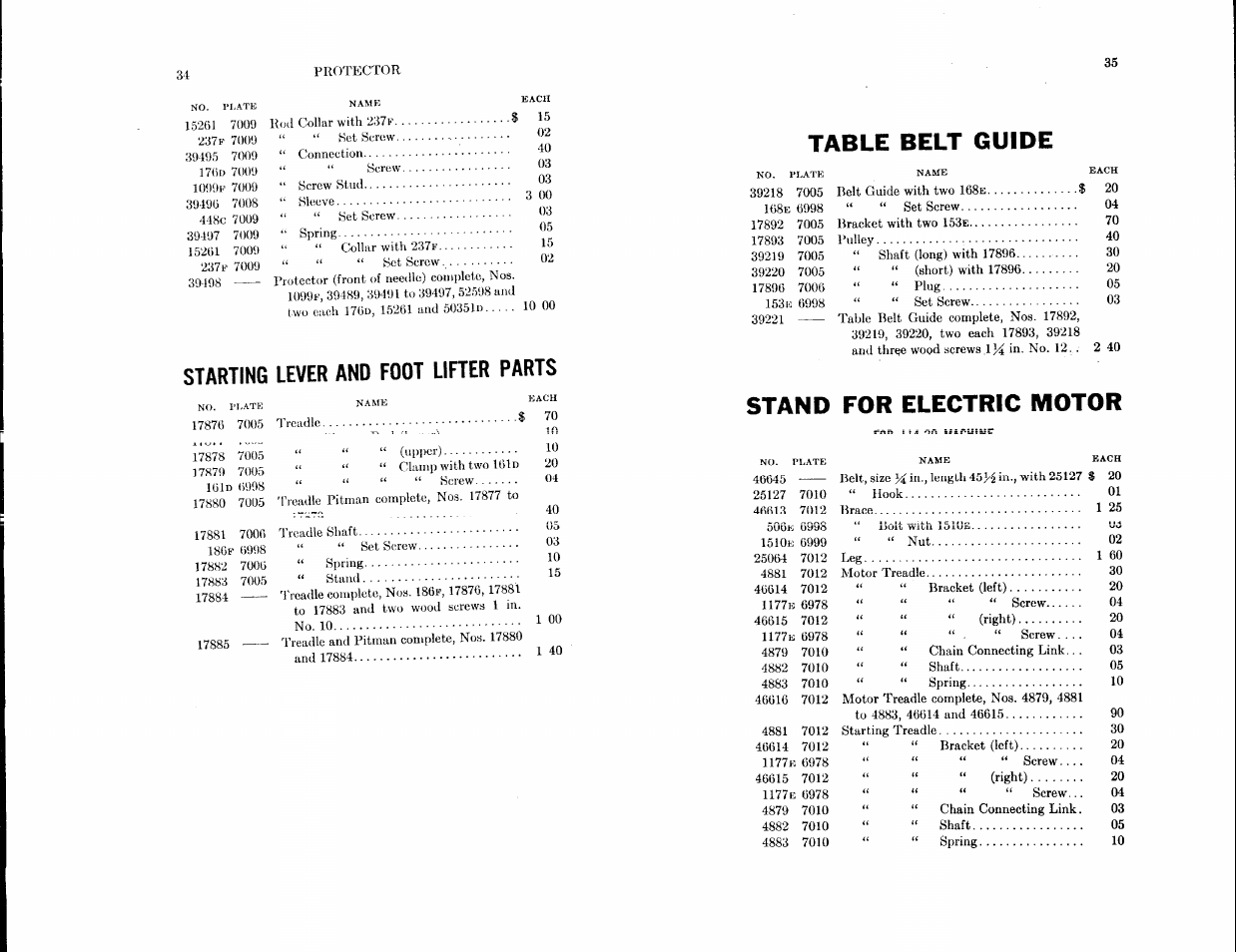 Starting lever and foot lifter parts | SINGER 114-20 User Manual | Page 14 / 36