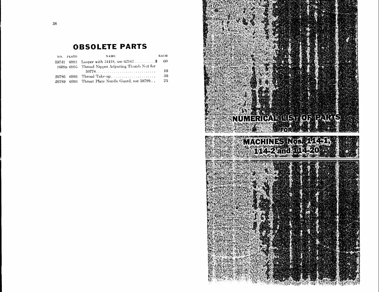 Obsolete parts | SINGER 114-20 User Manual | Page 16 / 36