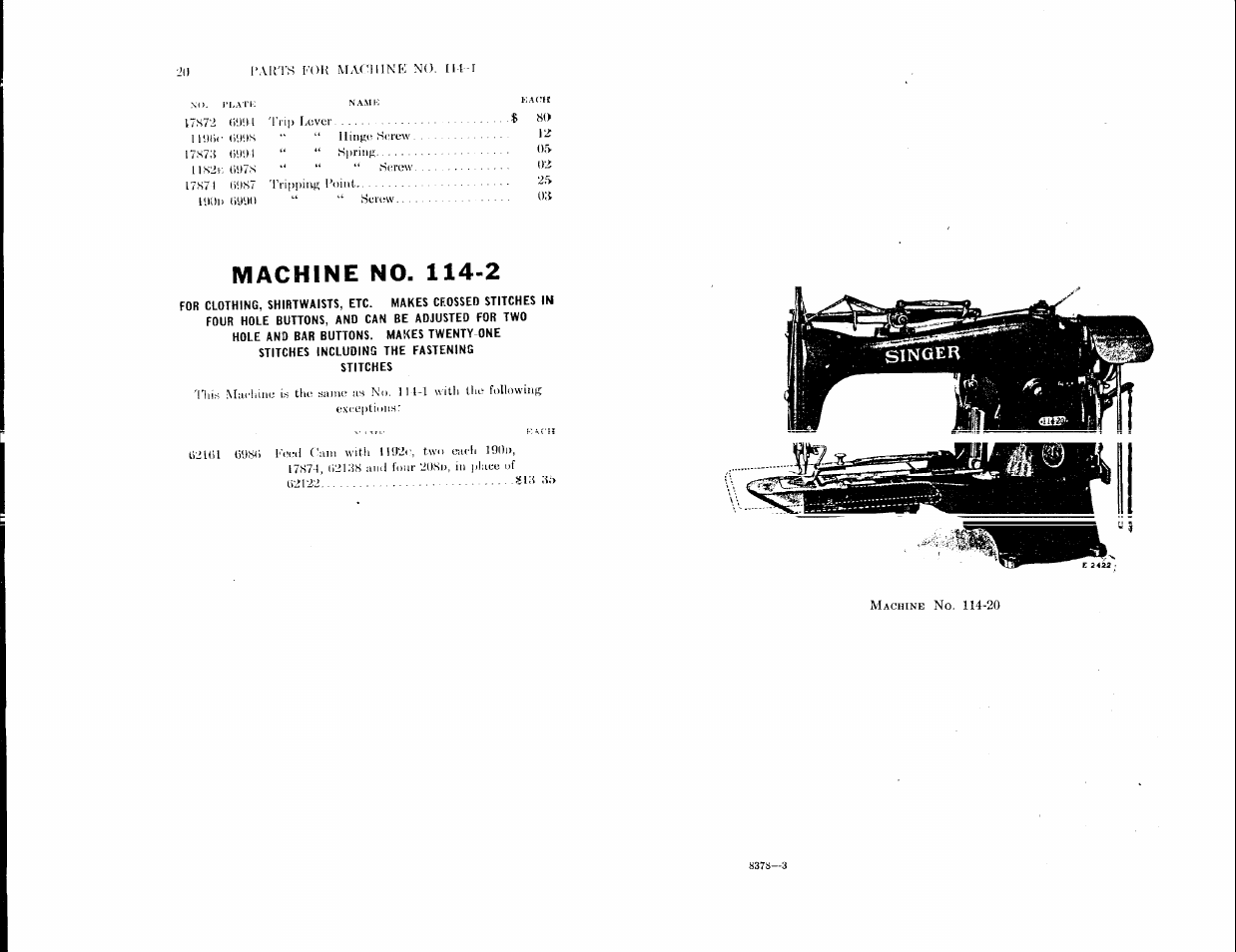 Machine no. 114>2 | SINGER 114-20 User Manual | Page 8 / 36