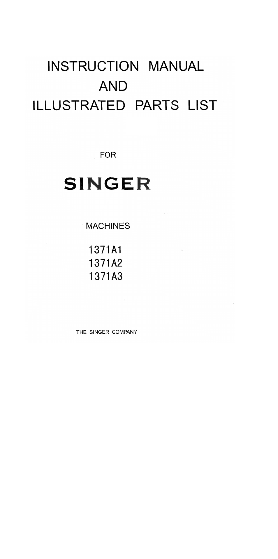 SINGER 1371A2 User Manual | 86 pages