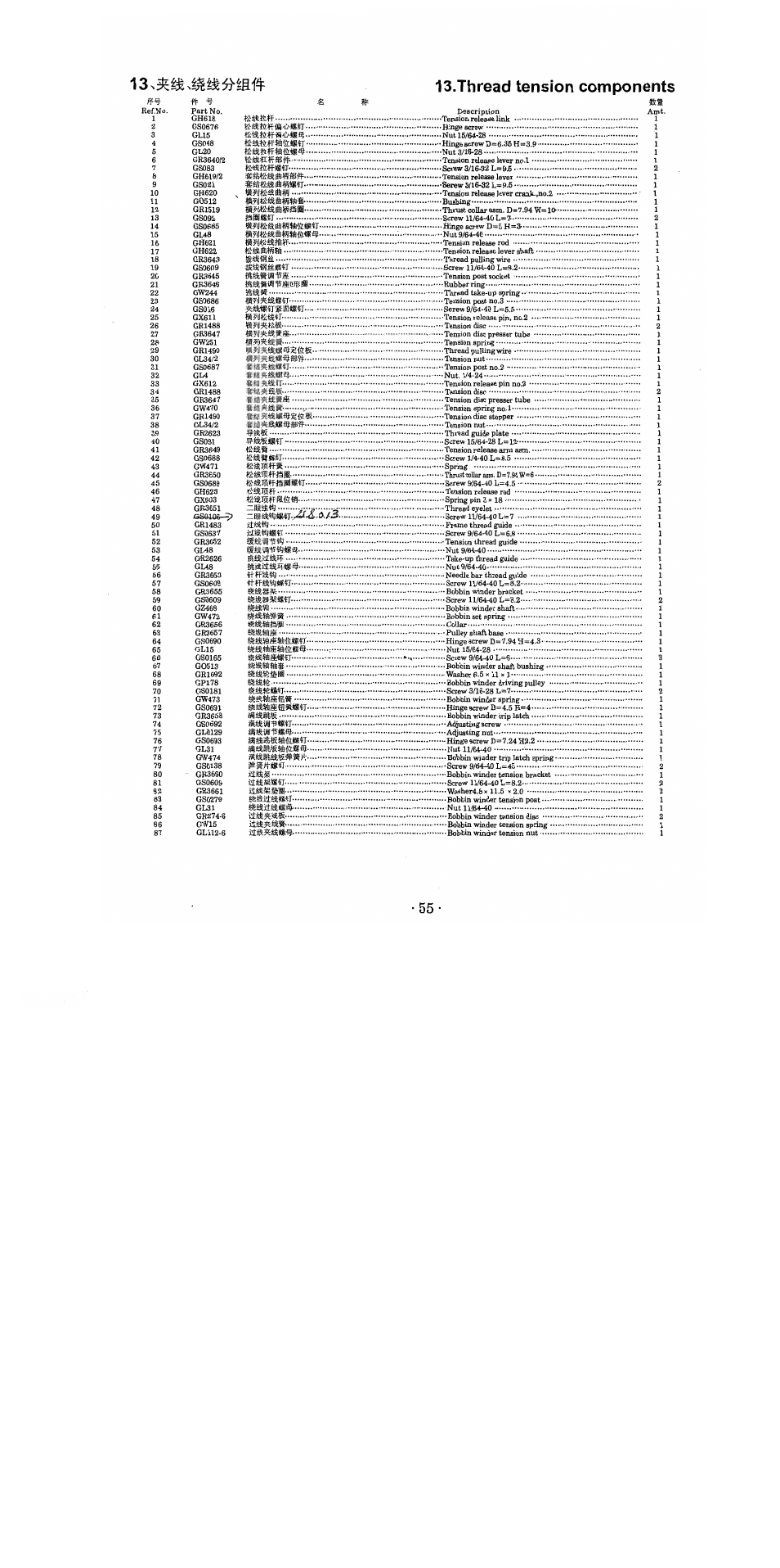 Thread tension components | SINGER 1371A2 User Manual | Page 70 / 86