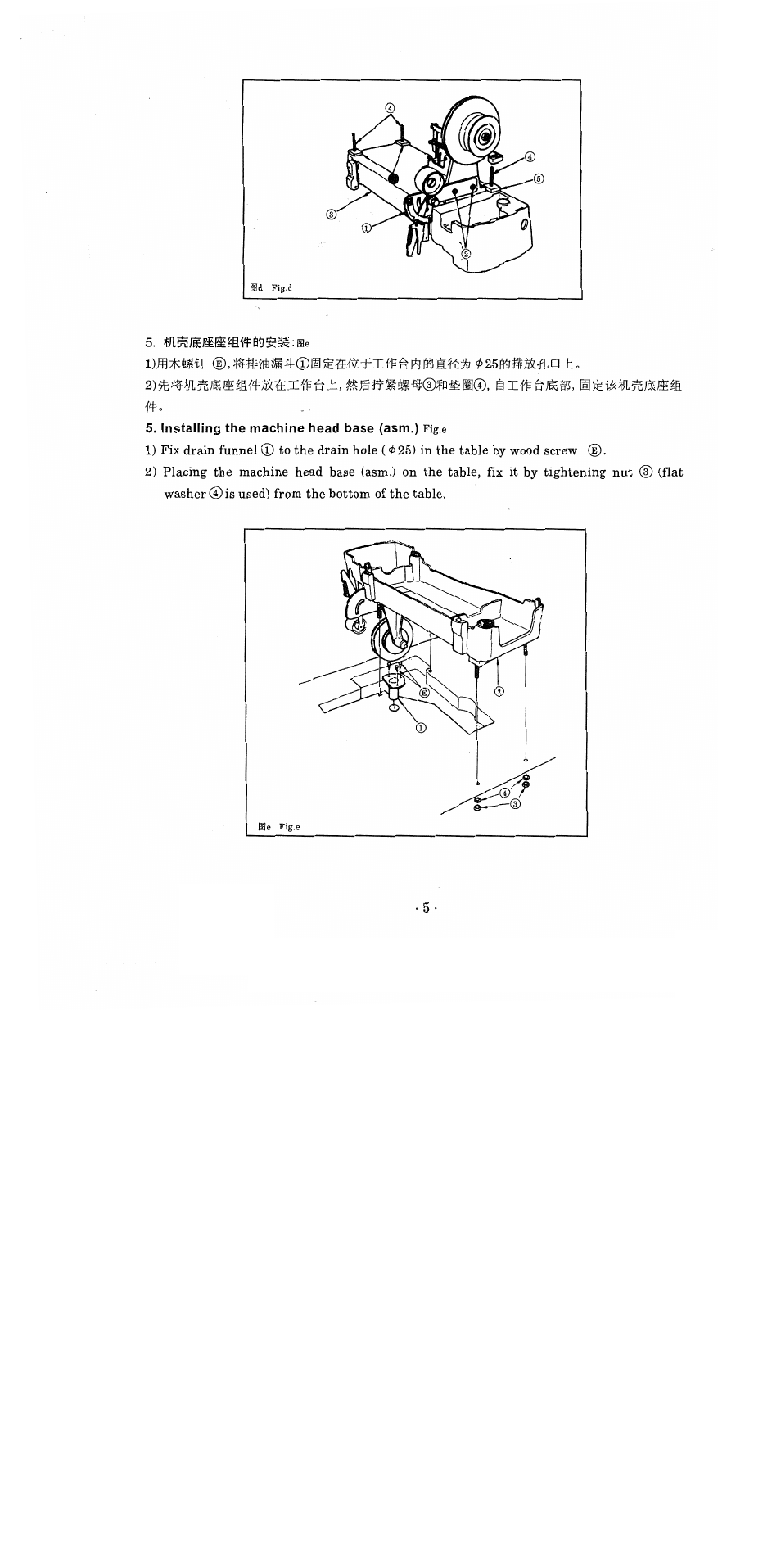 Mmmj i>25mwmin±o, Installing the machine head base (asm.) fig.e | SINGER 1371A2 User Manual | Page 8 / 86