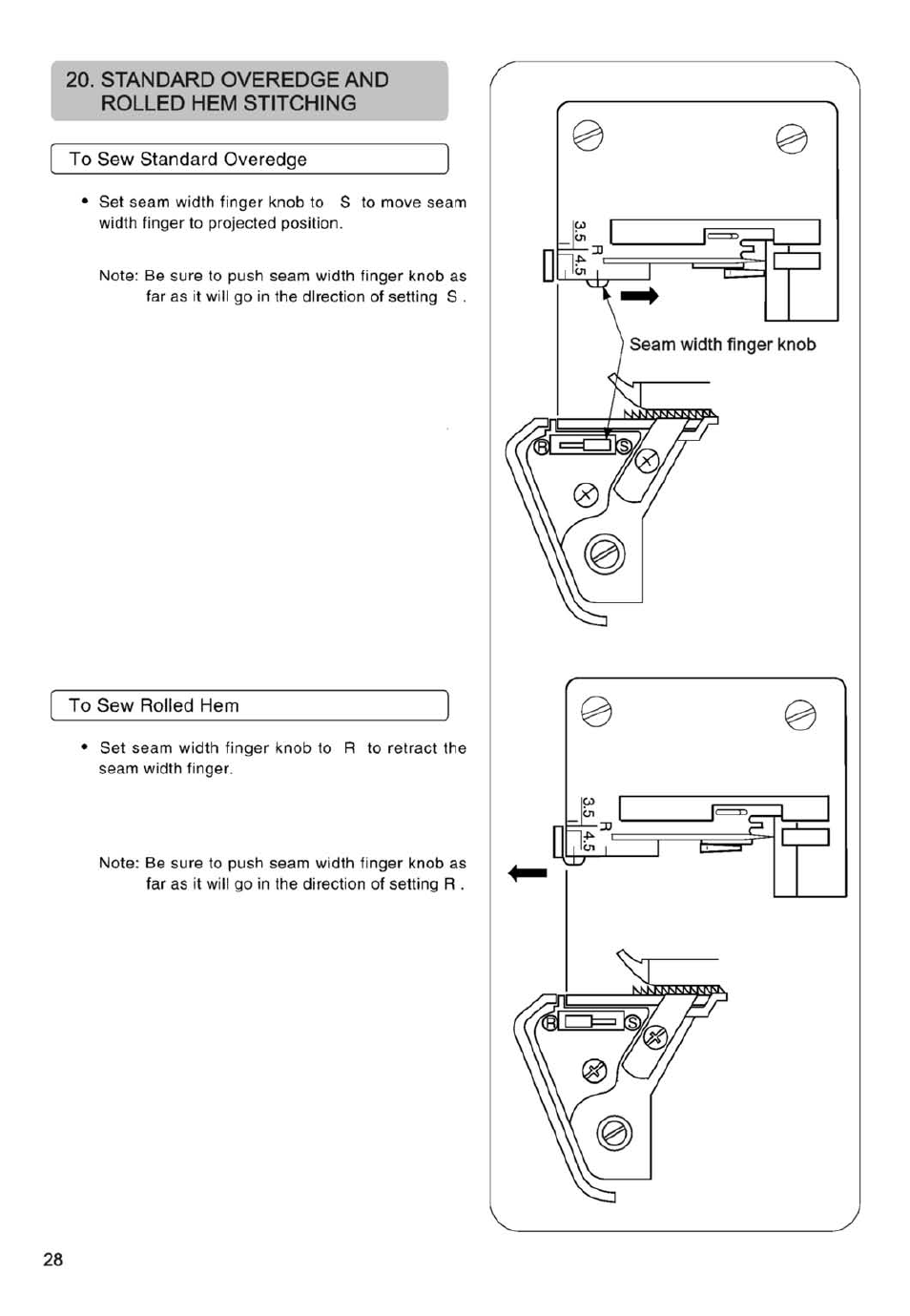 Standard overedge and rolled hem stitching | SINGER 14SH754/14CG754 User Manual | Page 29 / 53