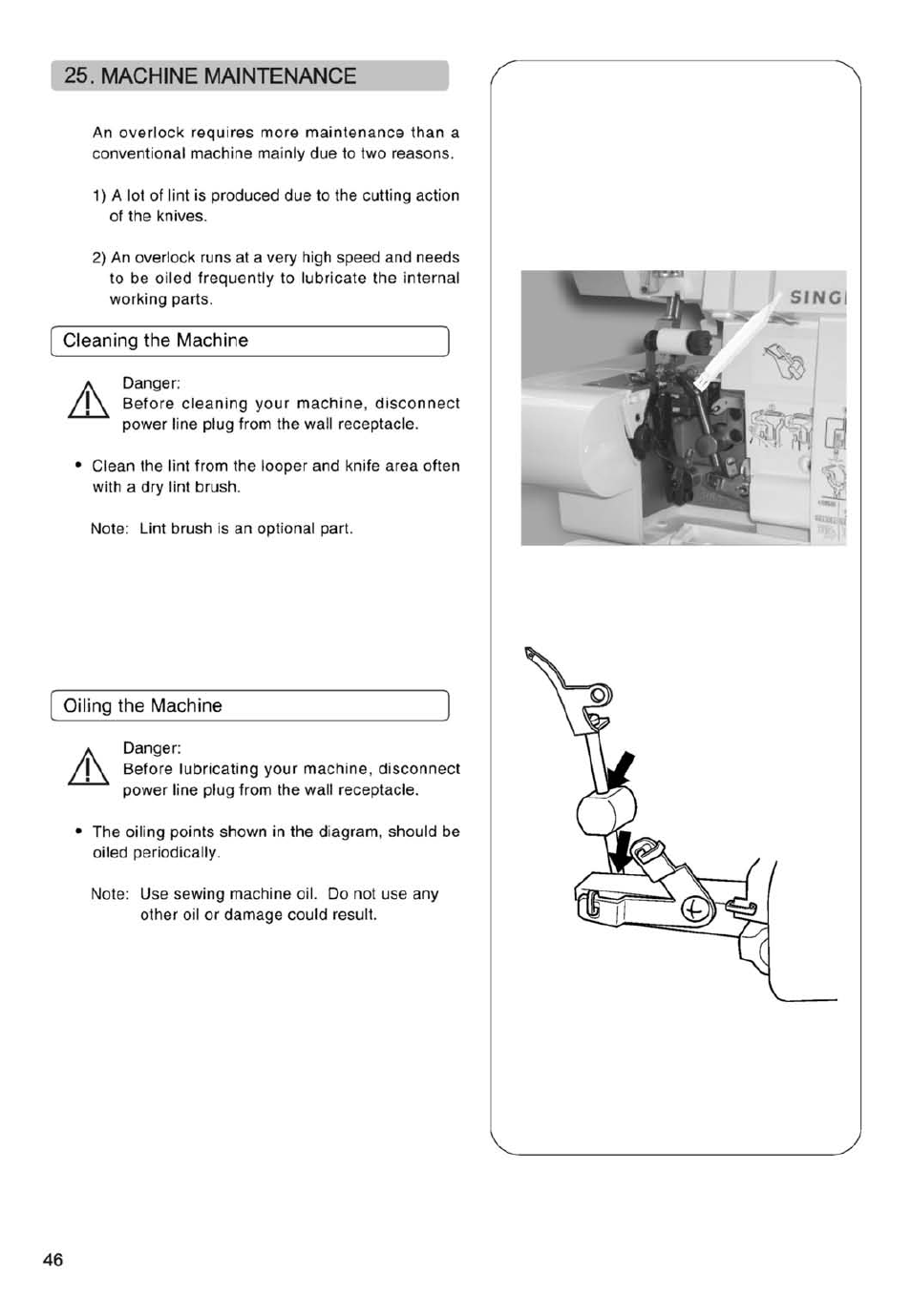 Machine maintenance | SINGER 14SH754/14CG754 User Manual | Page 47 / 53