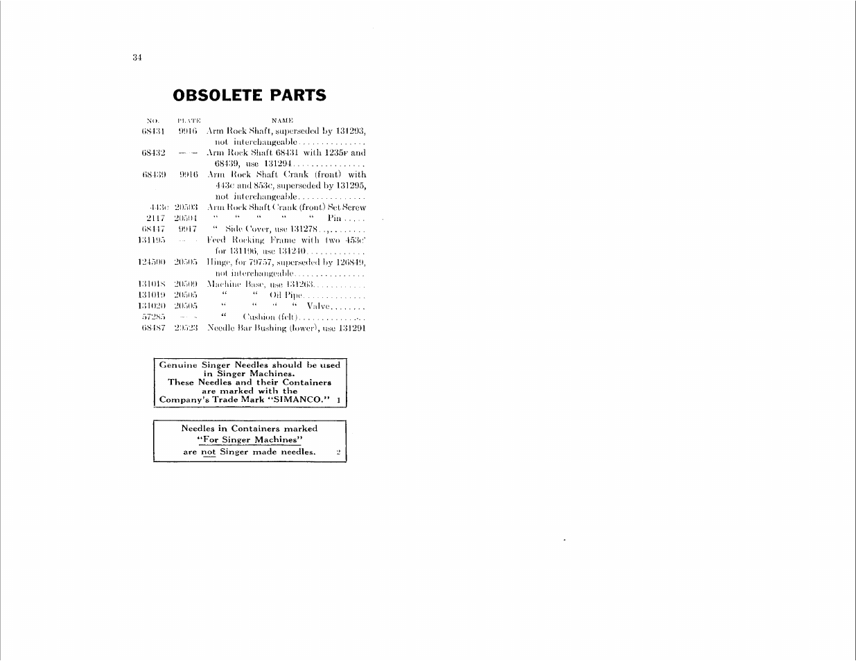 Obsolete parts | SINGER 147-51 User Manual | Page 17 / 39