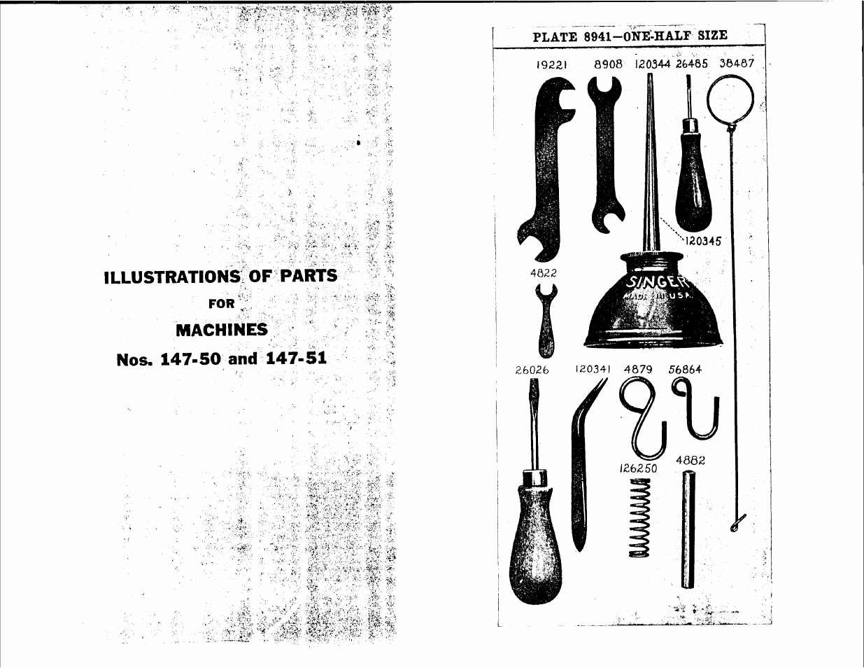 Illustrations of parts, Machines, Nos. 147-50 and 147-sl | SINGER 147-51 User Manual | Page 28 / 39