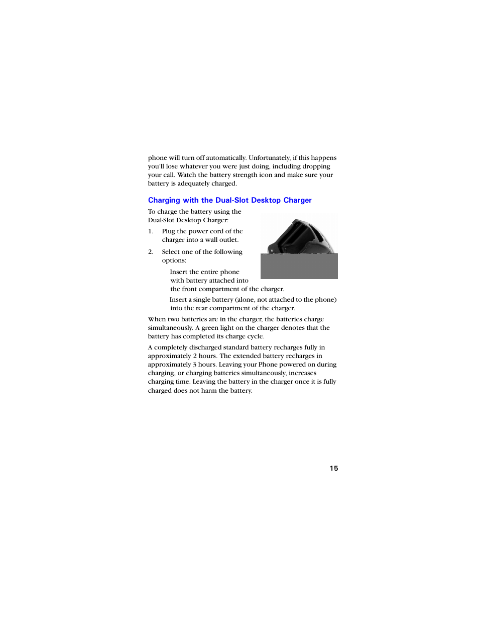 Charging with the dual-slot desktop charger, Charging with the dual-slot desktop charger 15 | Samsung SCH-3550 User Manual | Page 27 / 110