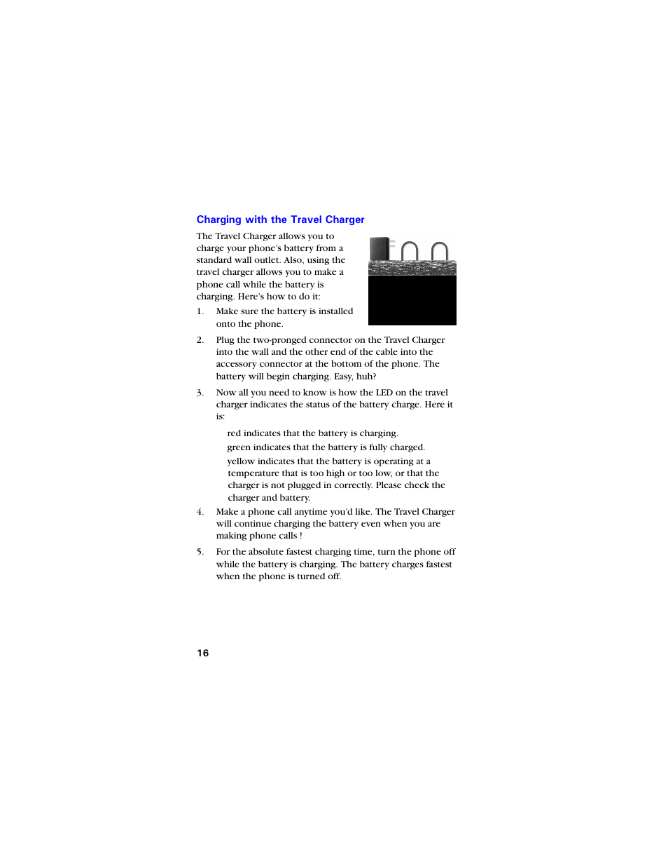 Charging with the travel charger, Charging with the travel charger 16 | Samsung SCH-3550 User Manual | Page 28 / 110