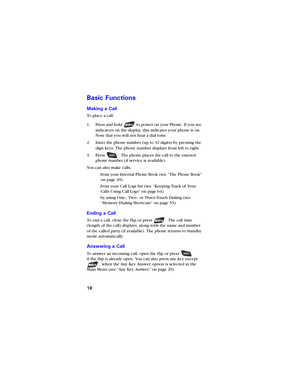 Basic functions, Making a call, Ending a call | Answering a call, Cuke (wpevkqpu | Samsung SCH-3550 User Manual | Page 30 / 110