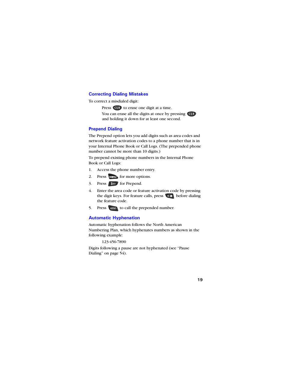 Correcting dialing mistakes, Prepend dialing, Automatic hyphenation | Samsung SCH-3550 User Manual | Page 31 / 110