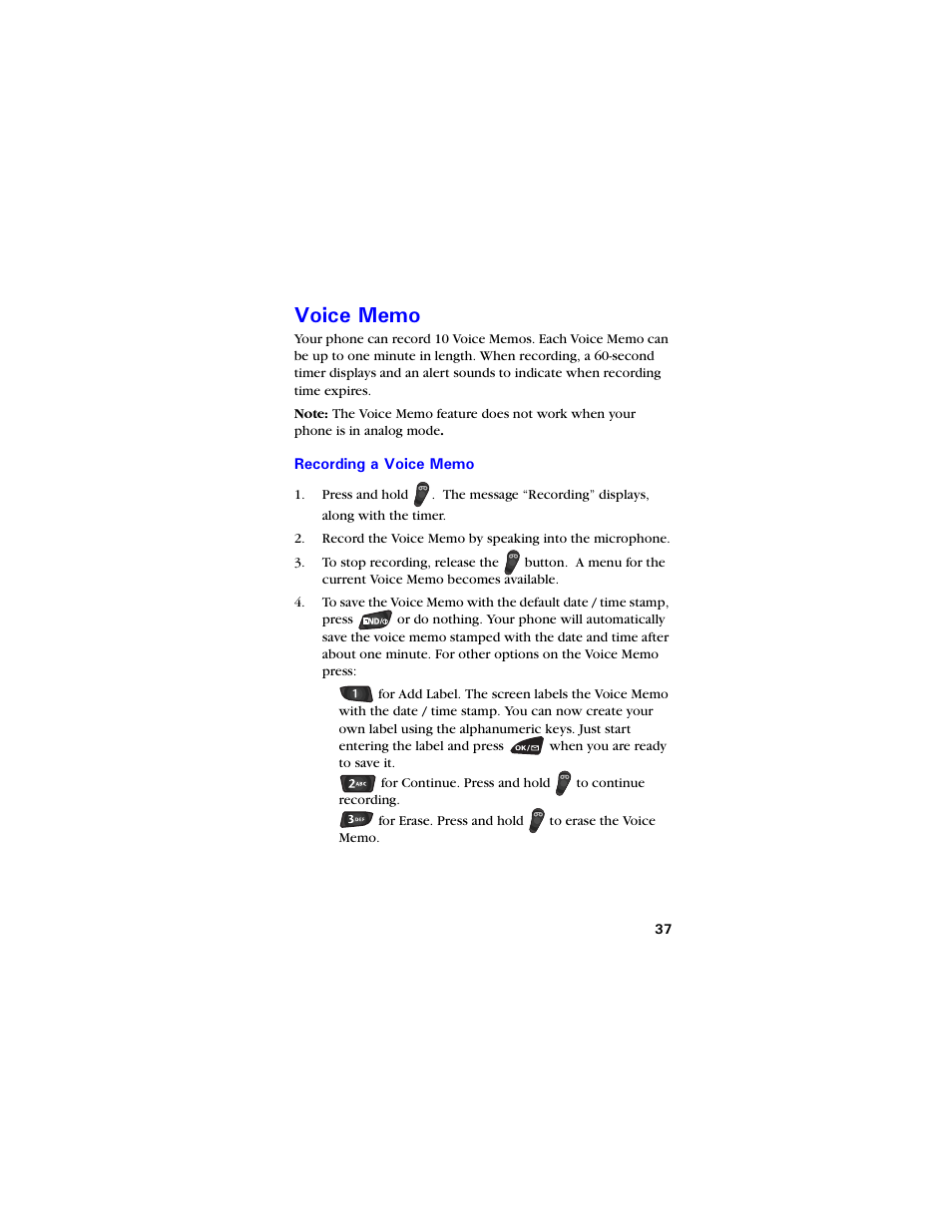 Voice memo, Recording a voice memo, 8qkeg /goq | Recording a voice memo 37 | Samsung SCH-3550 User Manual | Page 49 / 110