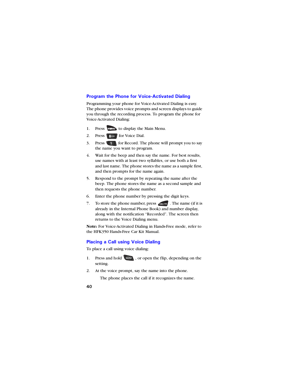Program the phone for voice-activated dialing, Placing a call using voice dialing | Samsung SCH-3550 User Manual | Page 52 / 110