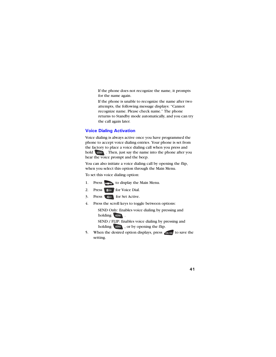 Voice dialing activation, Voice dialing activation 41 | Samsung SCH-3550 User Manual | Page 53 / 110