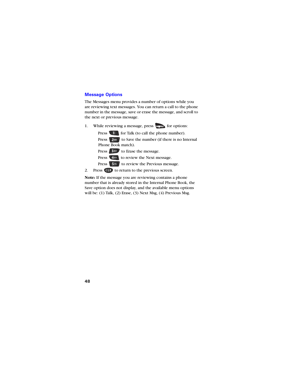 Message options, Message options 48 | Samsung SCH-3550 User Manual | Page 60 / 110