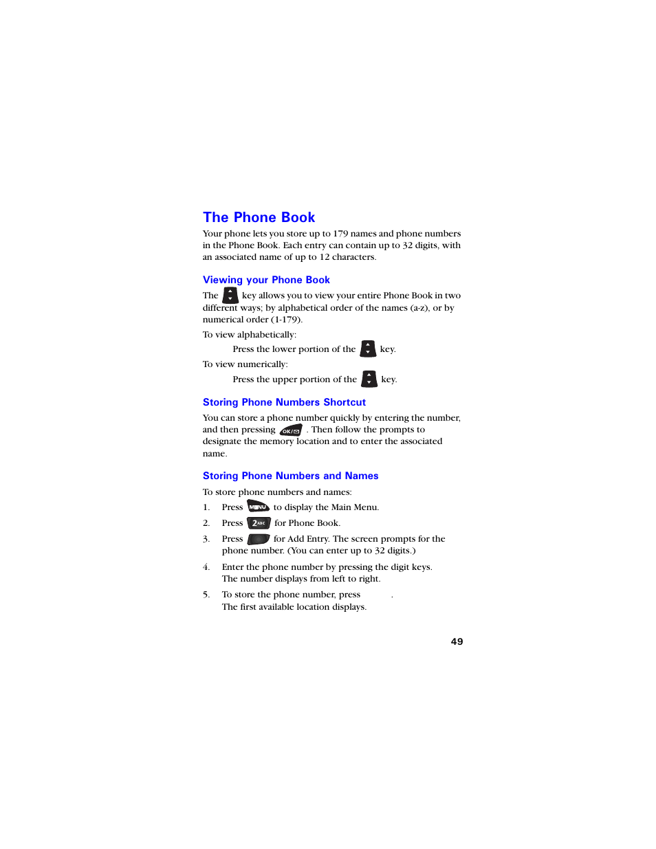 The phone book, Viewing your phone book, Storing phone numbers shortcut | Storing phone numbers and names, 6jg 2jqpg $qqm | Samsung SCH-3550 User Manual | Page 61 / 110