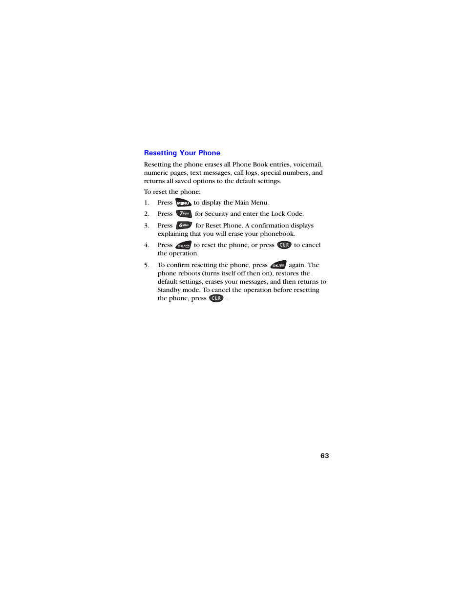 Resetting your phone, Resetting your phone 63 | Samsung SCH-3550 User Manual | Page 75 / 110