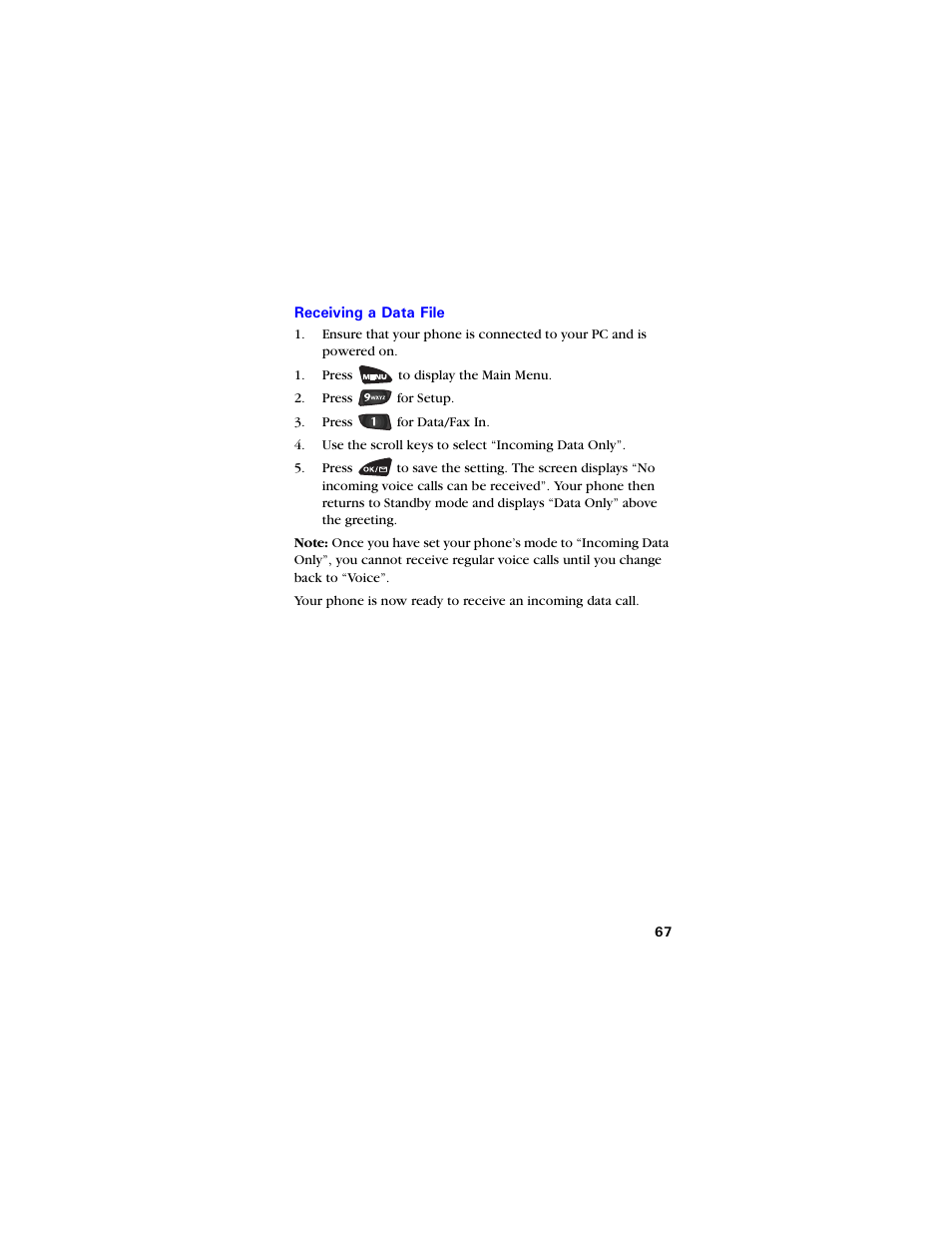 Receiving a data file, Receiving a data file 67, Following safety guidelines 83 | Samsung SCH-3550 User Manual | Page 79 / 110