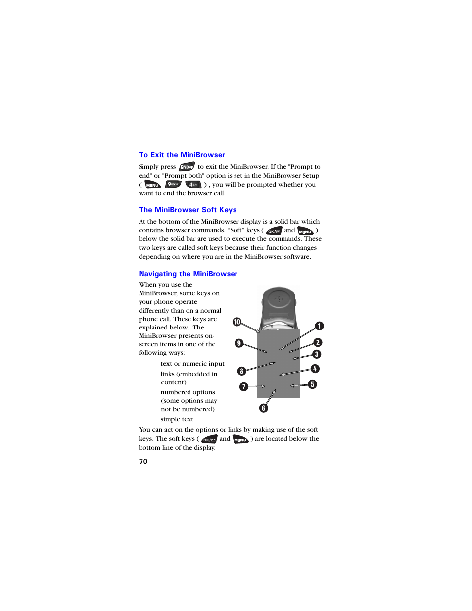 To exit the minibrowser, The minibrowser soft keys, Navigating the minibrowser | Samsung SCH-3550 User Manual | Page 82 / 110