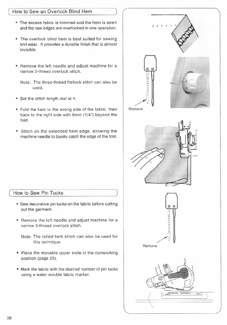 How to sew an overlook blind hem, How to sew pin tucks | SINGER 14SH644 User Manual | Page 39 / 48