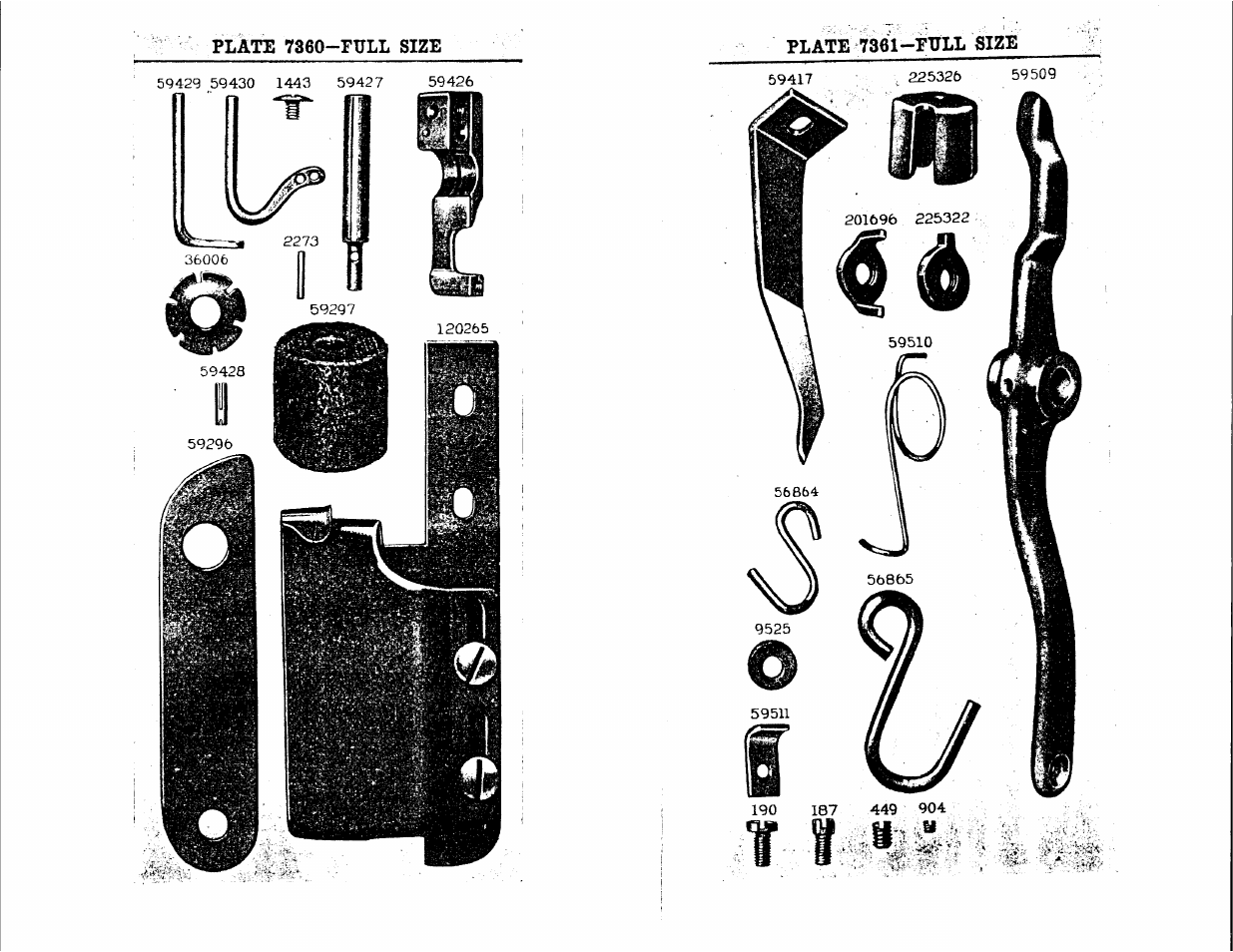 Plate 7360-full size, Plate 7361-full size | SINGER 105-20 User Manual | Page 19 / 23