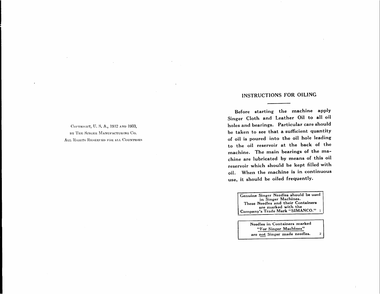 SINGER 105-20 User Manual | Page 2 / 23