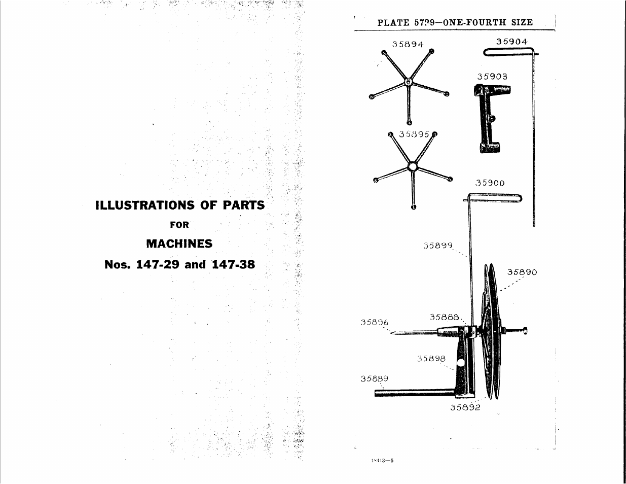 Illustrations of parts, Machines, Nos. 147-29 and 147-38 | SINGER 147-29 User Manual | Page 34 / 53
