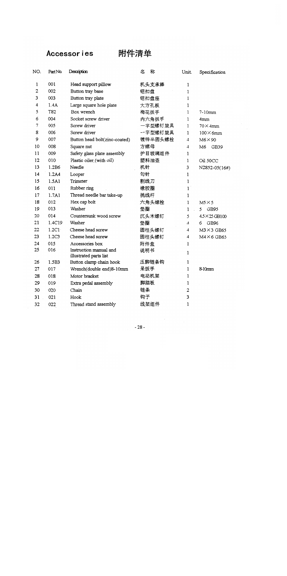 Accessor ies | SINGER 1375A3 User Manual | Page 30 / 33