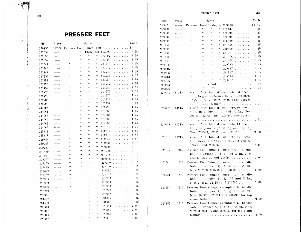 Presser feet | SINGER 112W110 User Manual | Page 10 / 34