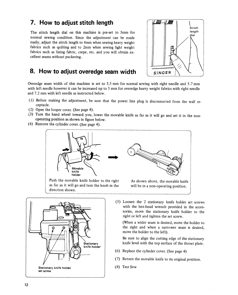 How to adjust stitch length, How to adjust overedge seam width | SINGER 14U 34B/234B User Manual | Page 16 / 31
