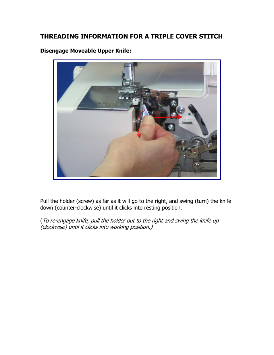 Triple cover stitch, Threading information for a triple cover stitch | SINGER 14T957DC User Manual | Page 25 / 48
