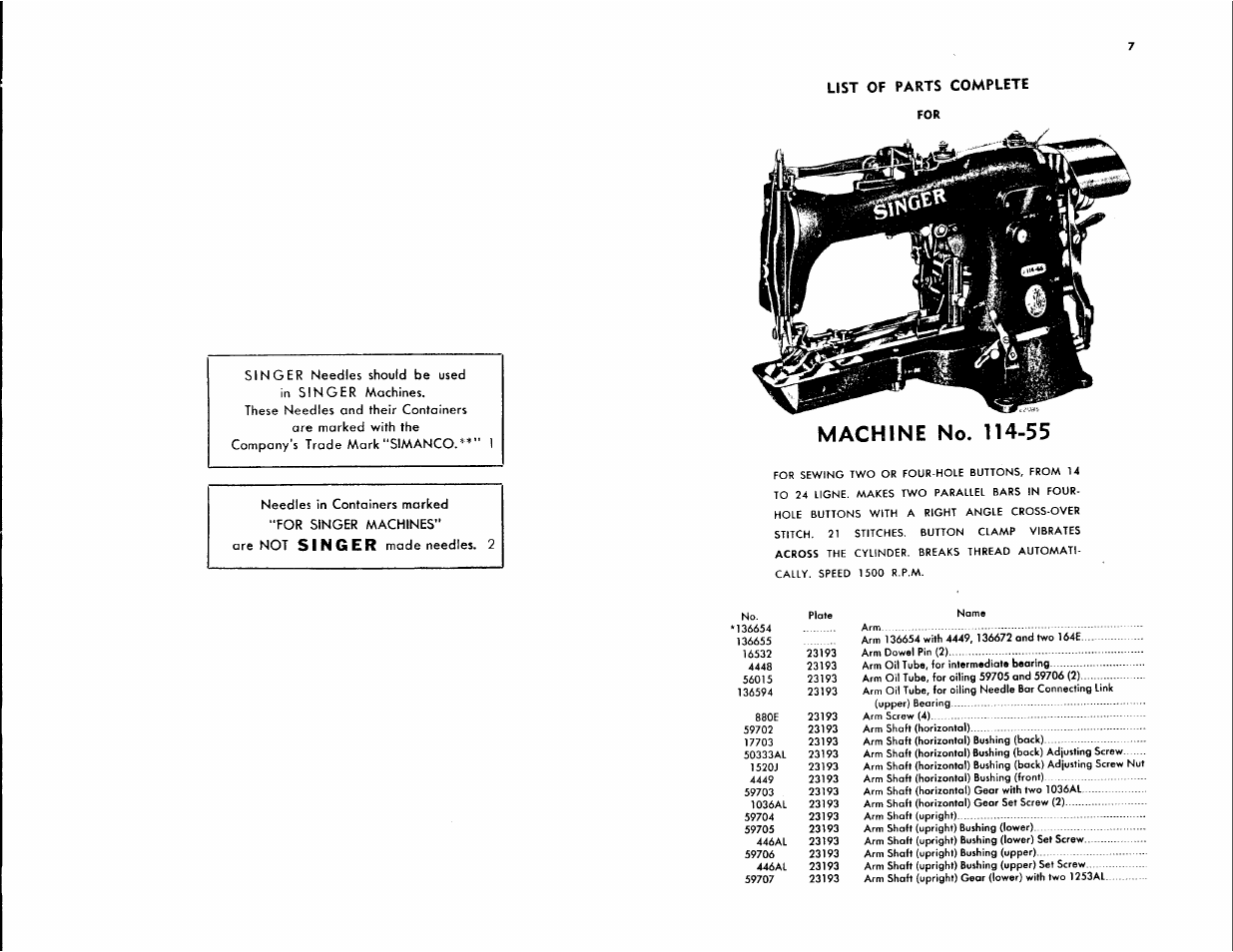 Machine no. 114-55 | SINGER 114-56 User Manual | Page 4 / 22