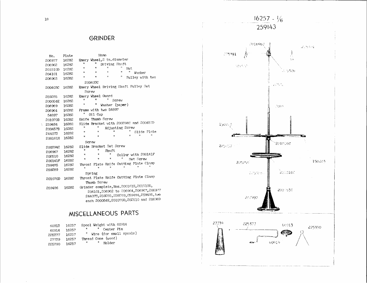 Grinder, Miscellaneous parts | SINGER 112W138 User Manual | Page 10 / 19