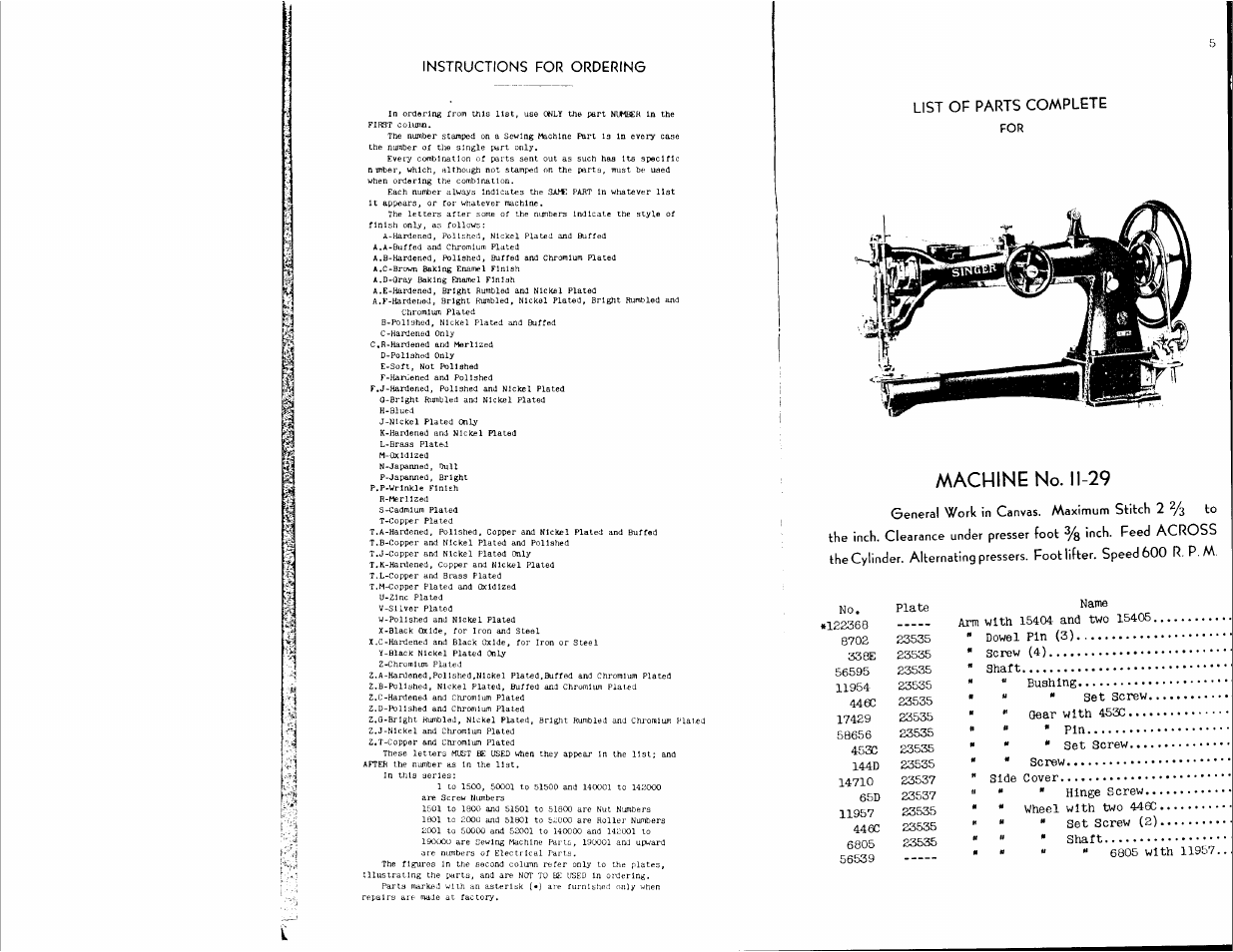 Machine no. 11-29 | SINGER 11-29 User Manual | Page 3 / 19