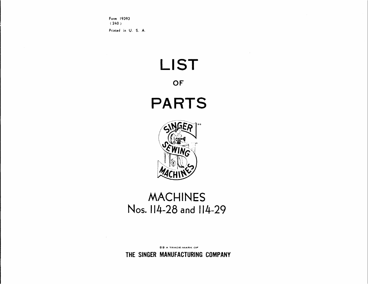 SINGER 114-28 User Manual | 19 pages