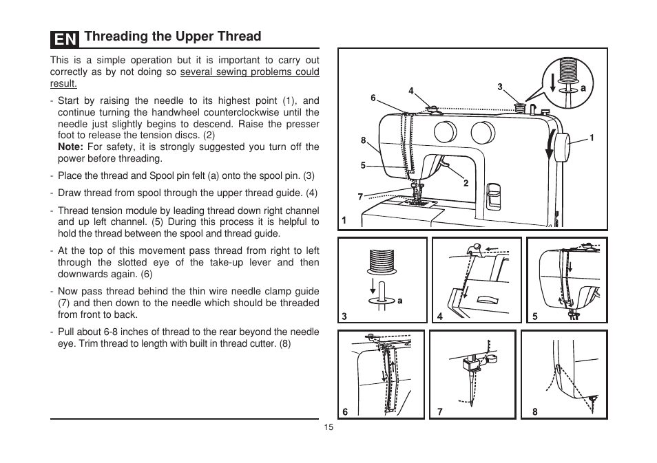 Threading the upper thread | SINGER 1408 User Manual | Page 22 / 62
